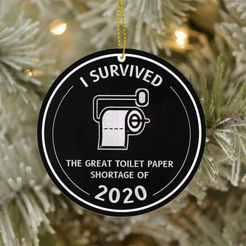 10stk 2020 julepynt Karantæne Overlevede 3 tommer Runde Dobbelt-sidet Udskrivning Sjove Gave til Familier