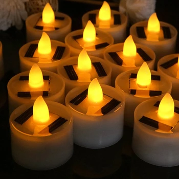 12 Pcs/Box Sol Candle Light Røgfri Simulering Elektroniske Stearinlys Lanterne Udendørs Sol Te Voks Lampe til Jul Ha