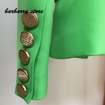 2021 høj kvalitet mode solid farve kvinders top dobbelt breasted temperament slanke grønne dragt, frakke casual alsidig løs jakke