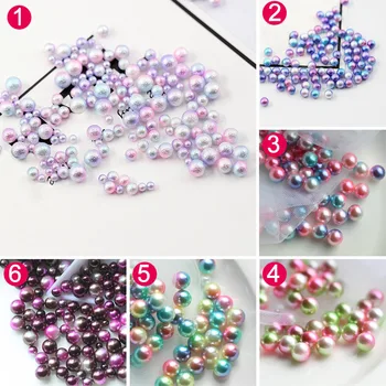 Bland Regnbuens Farver Runde Efterligning Pearl Perler Uden Hul Løse Perler DIY Håndværk at Gøre for Kvinder SUB Salg