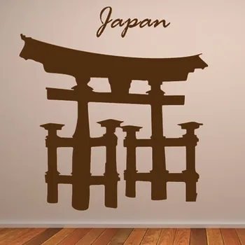 Gratis forsendelse Religiøs Arkitektur Torii-Port vægoverføringsbillede Stue Wall Decor standardklæbemiddel Aftagelig Japansk Wall Stickers