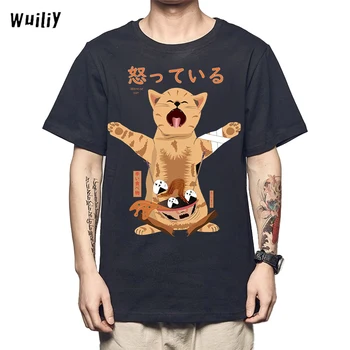 Kat Japansk Trykt Sjove Mænd/Kvinder Tshirt Anime-Shirt i Overstørrelse, Tøj O-Hals Sjove T-Shirts til Mænd, Tops Tees 2020