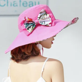 Lady Beach Sun Hat Sommer Hat Til Kvinder Superlarge Fyldt Til Randen Af Stranden I Cap Solhat Kvindelige England Style Piger Bue Fedora Hat