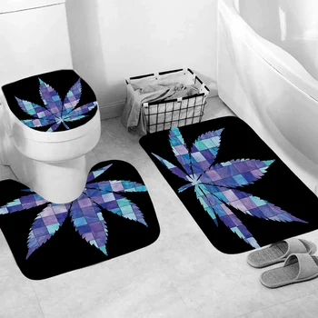 Maple leaf Print badeforhæng Badeværelse Sæt 4 dele, Badekar Mat Pad Tæppe, der Dækker Toilet Dække, Vandtæt Polyester Stof