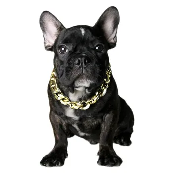 Mode-Dog Kæde Krave Guld Tone Skære Bremse Gave Halskæde Hals Kæde Golden Cubanske Pet Link Tilpasse Engros Smykker Kæledyr