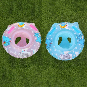 PVC Oppustelige Elefant Form Swimming Ring med Rattet Baby Hals Flydende Hals Flydende Hjul Swimmingpool Toy Badning Cirkel