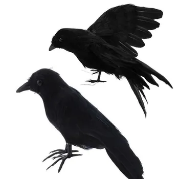 Solid Farve Ugle Halloween Kunstige Krage Black Bird Raven Prop Skræmmende Dekoration til Fest Arrangement DIY Dekorationer