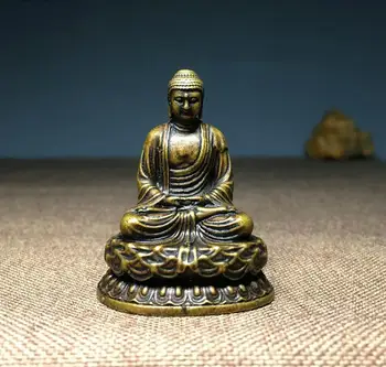 Sydøstasien Kinesiske Greco-Buddhistisk HJEM, BIL Lomme Talisman til Beskyttelse Retro bronze Sakyamuni Tathagata Buddha statue