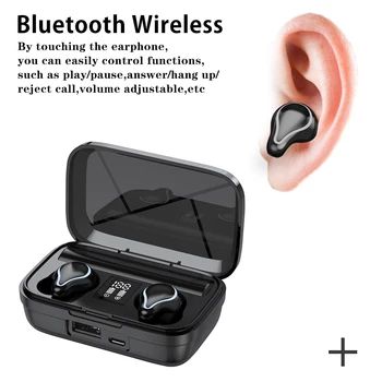 Øretelefoner Bluetooth 5.1 Trådløse Hovedtelefoner Musik Letvægts LED Display HIFI Sound Headset Med Opladning Sagen
