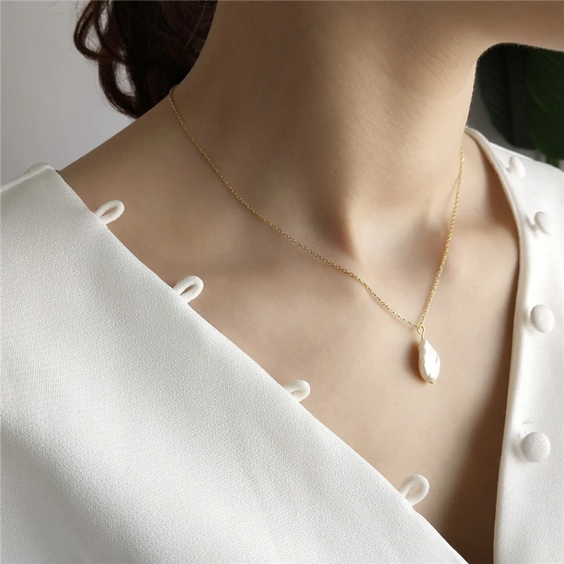 Tilbud 925 sterling sølv 3stk barok perle vedhæng halskæde enkle vilde elegant perle halskæde til kvinder smykker \ & Vedhæng > Bidsted.dk