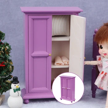 1:12 Dukkehus Mini Træ-Garderobe Modellen Møbler Legetøj Dukke Hus
