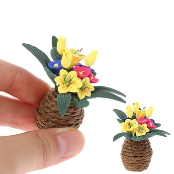 1:12 Dukkehus Miniature lilje Blomster Ornament Mini potteplante Blomster Pot Indretning