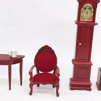 1:12 Dukkehus Miniature Møbler, Vintage Retro Udskåret Stol Enkelt Stol til stuen dukkehus Møbler