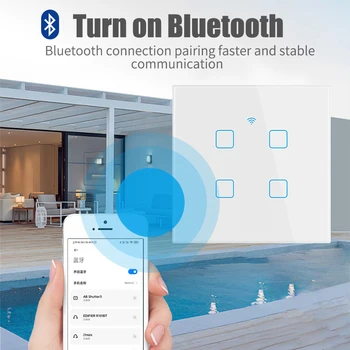 1-4 Knappen Måde Skifte Dropshipping Tuya WiFi+Bluetooth Nul Brand Dual-mode Tryk kontakt på Væggen 600W/bande 100-240V Smart Panel