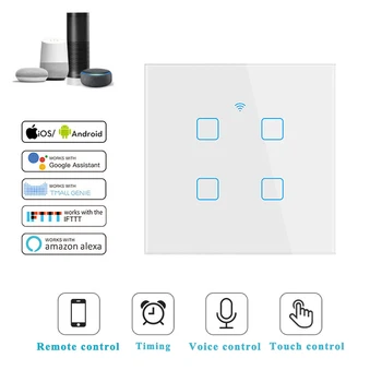 1-4 Knappen Måde Skifte Dropshipping Tuya WiFi+Bluetooth Nul Brand Dual-mode Tryk kontakt på Væggen 600W/bande 100-240V Smart Panel