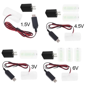 1,5 V 3V 4.5 V 6V LR20 D-Celle Batteri Eliminator med OS Plug USB Power Adapter Udskiftning 1 to 4pcs 1,5 V LR20 D-Celle for H052