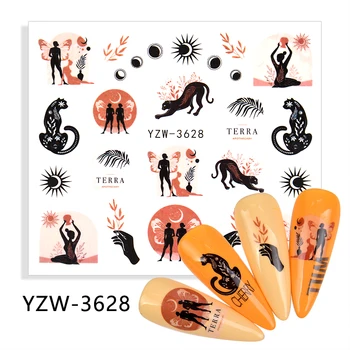 1 Ark Med Søde Tegneserie Nail Stickers Vand Overførsel Skydere Til Negle Giraf, Zebra Dyr Water Decals Animationsfilm Tatoveringer Til Manicure