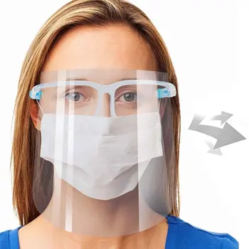 1 box Fuld ansigtsskærm briller ramme beskyttende maske bære briller anti-dug anti-splash maske Face mask