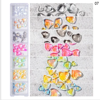 1 Grid Candy Farver Blandet Størrelse Havfrue Hjertet Glas Krystal Perler AB 3D Nail Art Rhinsten DIY Akryl Sten Negle Dekorationer