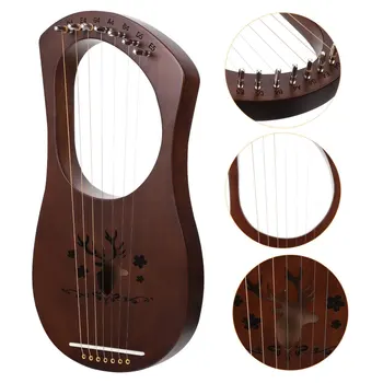 1 Indstil Træ-Harpe Retro Stil Træ 7 Strenge Lyre Harpe String Instrument
