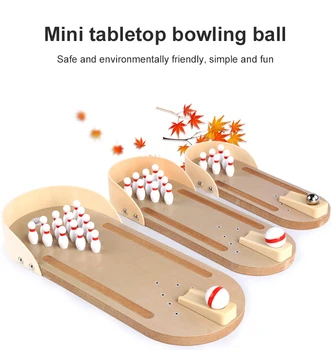 1 Indstil Træ-Mini Table Bowling Legetøj Basketball Spil Værelse Forælder, Barn, Voksen Dekompression Brætspil