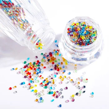 1 Kasse Glitter 3D-Rhinestones AB Fladskærms Tilbage Skinnende Krystal til Nail art Dekorationer Blandet Størrelse Negle Perler DIY Nail Art Tilbehør