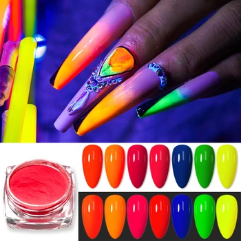 1 Kasse Søm Glitter Pulver, Støv Fluorescens Gul Neon Pink Pigment UV Gel Polish Manicure, Udsmykning DIY