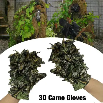1 Par 3D Camo Handsker Udendørs Klatring, Cykling Blade Camouflage Skydning Jagt Tynde Handsker Lette Og Åndbare Handsker