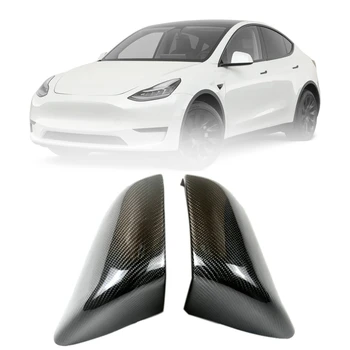 1 Par Rearview Spejl Cover Carbon Fiber Side Rear View Mirror Cover Caps for Tesla Model Y 2020-2121