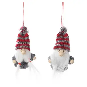 1 Par Smukke Santa Claus Vedhæng Søde Øko-venlige Lette Bærbare Strikket Blød Dukke Jul Toy Vedhæng til Hjemmet