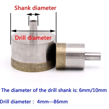 1 stk 10 mm Skaft Sintrede Diamant Core Drill Bits 46-86 Lige hulsav Bænk Bor til Glas Keramiske Sten, Marmor Jade Plast