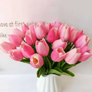 1 STK 3,5 cm Latex Kunstige Tulip Blomster Rigtige Touch Multi Farver Falske Buket Blomster Til Bryllup Part Have Blomster Dekoration