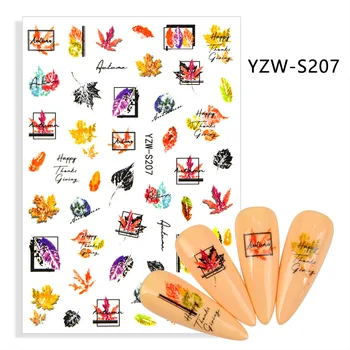 1 stk 3D Efterår, Ahorn Blade Nail Art Stickers Butterfly Mix-Serien Brev Slange Søm Mærkat for Kvinder, Designer Manicure Sticker-Varm