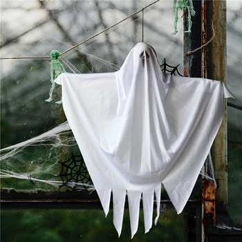 1 stk Hvid Hængende Ghost Halloowen Dekoration Indendørs Udendørs Spøgelse Part Ornament Vedhæng Rekvisitter Halloween Bar Home Decor