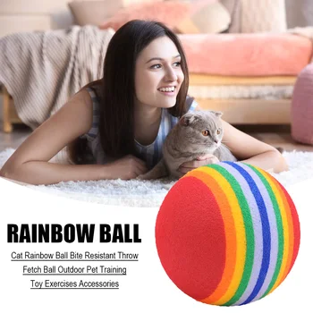1 STK Kat Rainbow Ball Toy Bid-Resistent Smide Hente Bolden Udendørs Pet Uddannelse Toy Øvelser Tilbehør til Hund, Hvalp, Killing