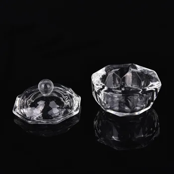 1 stk Krystal Glas Dappen Dish Låg Skål kopholder Manicure Udstyr Søm Værktøj Til Nail Art Akryl Pulver Flydende Udstyr Værktøj
