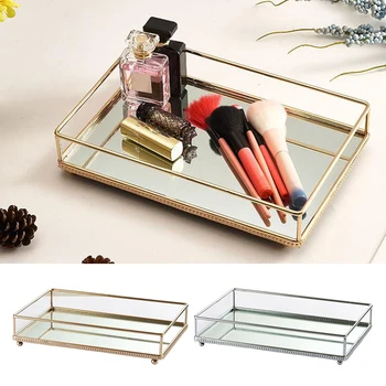 1 stk Krystal Glas Makeup Børste opbevaringsboks Læift, Parfume Arrangør Desktop Badeværelse Dekorative Forfængelighed Skuffe