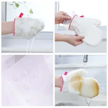 1 Stk Køkken Vandtæt Opvask Handske Hvid Klud Husstand, Fibre Tyk Dekontaminering Anti Slip Anti-skoldning Rengøring Værktøj