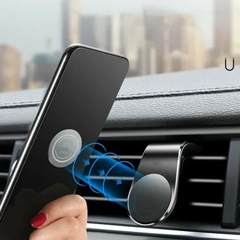 1 stk L-Form, Klip Air Vent Mount Phone GPS Black Holder Magnet Støtte Bil telefonholder, Magnetisk telefonholder, Bil Tilbehør