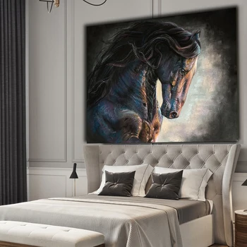 1 Stykker Moderne Boligindretning Sort Frisiske Hest, Dyr, Billeder, Væg Kunst Hd Plakater Til Stue, Soveværelse, Kunst På Væggene