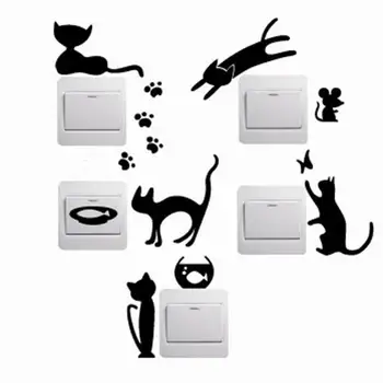 1 Sæt 5pcs Flytbare Søde Dejlige Kat Skifte Wall Sticker Vinyl Decal Home Decor Katte spiller Skifte dyr dekoration