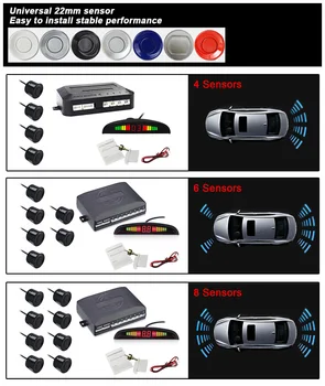 1 sæt Auto Parktronic Led Parkering Sensor Kit 4 Sensorer Til Alle Biler Omvendt Bistand Backup Radar Monitor System