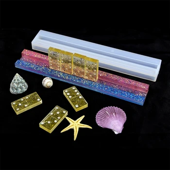 1 Sæt Epoxy Harpiks Domino Spil Toy Skimmel Domino Storage Rack Silicone Mould DIY Kunsthåndværk, Smykker Støbning Af