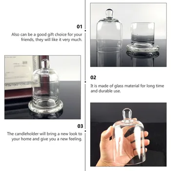 1 Sæt Hjem Candleholder Decor Glas Candleholder Enkelt Stearinlys Cup(Gennemsigtig)