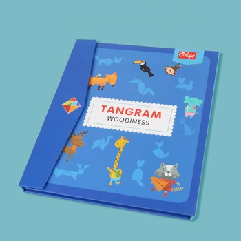 1 sæt Montessori Magnetiske Tangram Puslespil Stimuleret Træ-Puslespil Puslespil med Book Tidlig Læring Gave til Børn Buksetrold