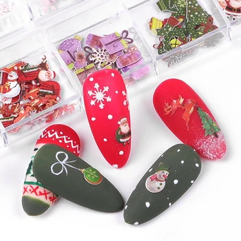 1 Sæt Træmasse Chips Blomst Klistermærker til Nail Art Dekorationer Jul Negle Tilbehør 2021 Halloween Klistermærker til Manicure