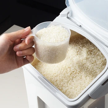 10 kg Ris opbevaringsboks med Tætning Låser Låget Mad Forseglet Korn Beholder Bærbare Arrangør for køkkenredskaber
