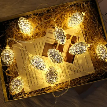 10 Led-Silver Pine Nødder, batteridrevet String Lys 1,5 M LED Dekoration til Jul Krans på Vinduet Nye År