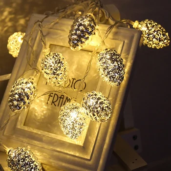 10 Led-Silver Pine Nødder, batteridrevet String Lys 1,5 M LED Dekoration til Jul Krans på Vinduet Nye År