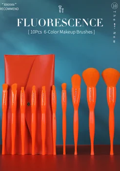 10 Stk Candy Farve Makeup Børster Sæt Flydende Foundation Øjenbryn Øjenskygge, Blush Makeup-Værktøjer Makeup Pensler Nye 2021